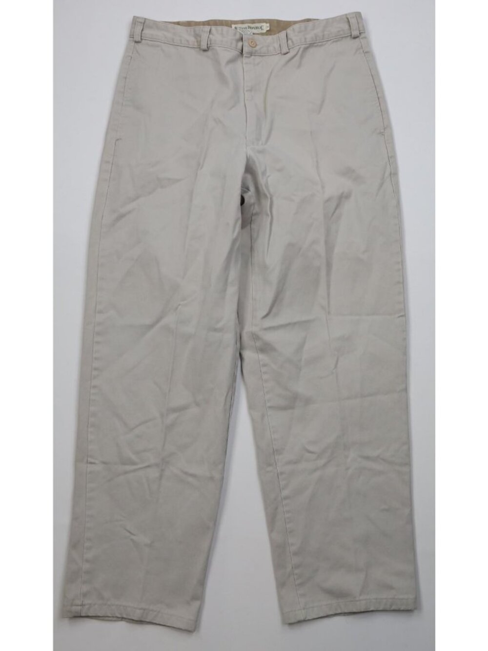 Vtg 80s 90s Banana Republic Mens 34x30 Heavy Cotton Wide Leg Chino Pants Stone